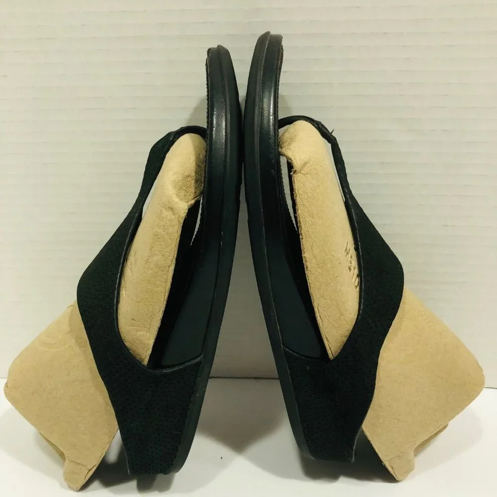 FitFlop Banda Sandals Women 6 Black‎ Leather Perforated Thong Shoe Whimsigoth